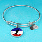 France Flag And Futbol/Soccer Stainless Steel or 18k Gold Circle Bangle Bracelet - Express Your Love Gifts
