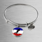 France Flag And Futbol/Soccer Stainless Steel or 18k Gold Circle Bangle Bracelet - Express Your Love Gifts