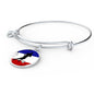 France Flag And Futbol/Soccer Stainless Steel or 18k Gold Circle Bangle Bracelet - Express Your Love Gifts