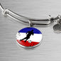 France Flag And Futbol/Soccer Stainless Steel or 18k Gold Circle Bangle Bracelet - Express Your Love Gifts