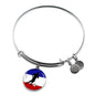 France Flag And Futbol/Soccer Stainless Steel or 18k Gold Circle Bangle Bracelet - Express Your Love Gifts
