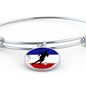 France Flag And Futbol/Soccer Stainless Steel or 18k Gold Circle Bangle Bracelet - Express Your Love Gifts