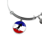 France Flag And Futbol/Soccer Stainless Steel or 18k Gold Circle Bangle Bracelet - Express Your Love Gifts