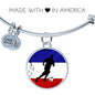 France Flag And Futbol/Soccer Stainless Steel or 18k Gold Circle Bangle Bracelet - Express Your Love Gifts
