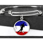 France Flag And Futbol/Soccer Stainless Steel or 18k Gold Circle Bangle Bracelet - Express Your Love Gifts