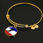 France Flag And Futbol/Soccer Stainless Steel or 18k Gold Circle Bangle Bracelet - Express Your Love Gifts