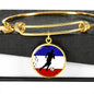 France Flag And Futbol/Soccer Stainless Steel or 18k Gold Circle Bangle Bracelet - Express Your Love Gifts
