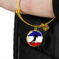 France Flag And Futbol/Soccer Stainless Steel or 18k Gold Circle Bangle Bracelet - Express Your Love Gifts