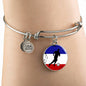 France Flag And Futbol/Soccer Stainless Steel or 18k Gold Circle Bangle Bracelet - Express Your Love Gifts