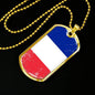France Flag Necklace France Flag Stainless Steel or 18k Gold Dog Tag 24" - Express Your Love Gifts