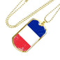 France Flag Necklace France Flag Stainless Steel or 18k Gold Dog Tag 24" - Express Your Love Gifts