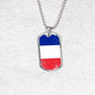 France Flag Necklace France Flag Stainless Steel or 18k Gold Dog Tag 24" - Express Your Love Gifts