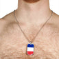 France Flag Necklace France Flag Stainless Steel or 18k Gold Dog Tag 24" - Express Your Love Gifts