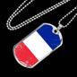 France Flag Necklace France Flag Stainless Steel or 18k Gold Dog Tag 24" - Express Your Love Gifts