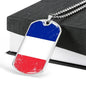 France Flag Necklace France Flag Stainless Steel or 18k Gold Dog Tag 24" - Express Your Love Gifts