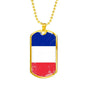 France Flag Necklace France Flag Stainless Steel or 18k Gold Dog Tag 24" - Express Your Love Gifts