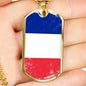 France Flag Necklace France Flag Stainless Steel or 18k Gold Dog Tag 24" - Express Your Love Gifts