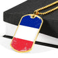 France Flag Necklace France Flag Stainless Steel or 18k Gold Dog Tag 24" - Express Your Love Gifts