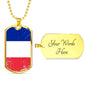 France Flag Necklace France Flag Stainless Steel or 18k Gold Dog Tag 24" - Express Your Love Gifts