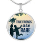 Friend Message True Friends Are Rare Circle Necklace Stainless Steel or 18k Gold 18-22" - Express Your Love Gifts