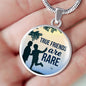 Friend Message True Friends Are Rare Circle Necklace Stainless Steel or 18k Gold 18-22" - Express Your Love Gifts