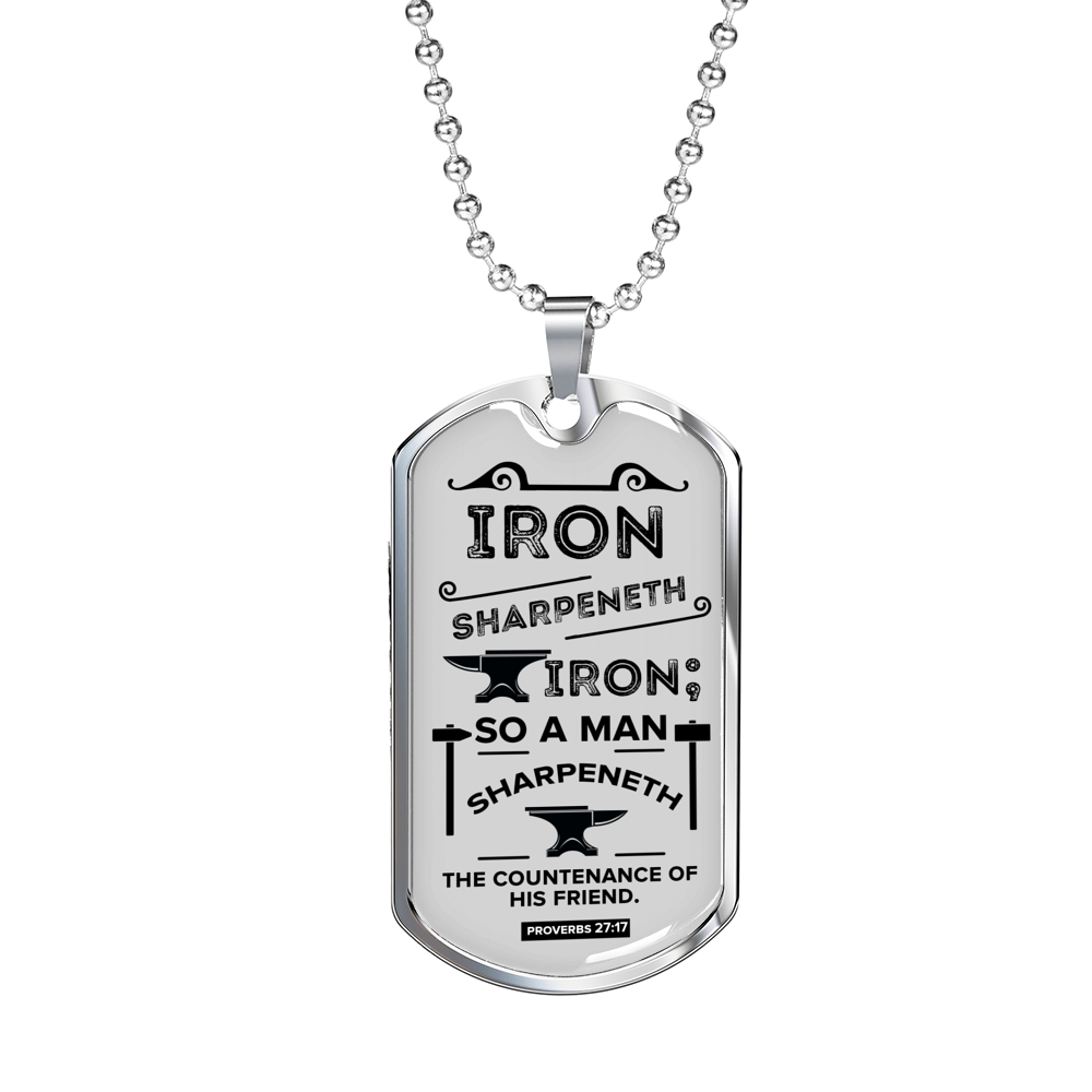Friends Build One Another Proverbs Necklace Stainless Steel or 18k Gold Dog Tag 24" Chain-Express Your Love Gifts