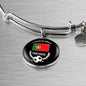 Futbol Sports Portugal Flag Circle Bangle Bracelet Stainless Steel or 18k Gold" - Express Your Love Gifts