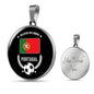 Futbol Sports Portugal Flag Circle Necklace Stainless Steel or 18k Gold 18-22" - Express Your Love Gifts