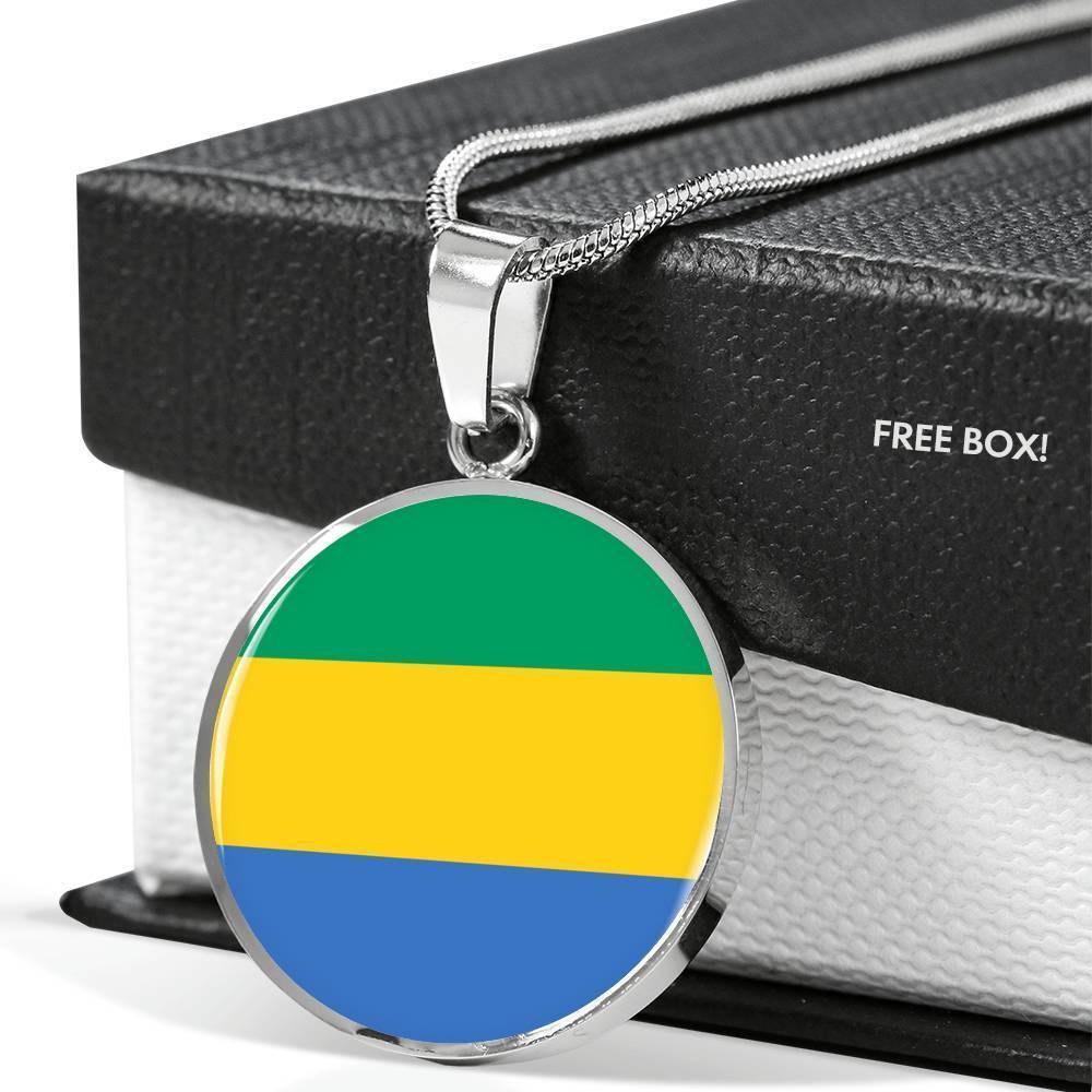 Gabon Flag Necklace Gabon Flag Stainless Steel or 18k Gold 18-22" - Express Your Love Gifts
