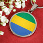 Gabon Flag Necklace Gabon Flag Stainless Steel or 18k Gold 18-22" - Express Your Love Gifts