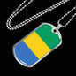 Gabon Flag Necklace Gabon Flag Stainless Steel or 18k Gold Dog Tag 24" - Express Your Love Gifts
