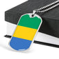 Gabon Flag Necklace Gabon Flag Stainless Steel or 18k Gold Dog Tag 24" - Express Your Love Gifts