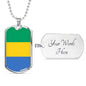 Gabon Flag Necklace Gabon Flag Stainless Steel or 18k Gold Dog Tag 24" - Express Your Love Gifts