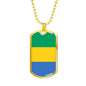 Gabon Flag Necklace Gabon Flag Stainless Steel or 18k Gold Dog Tag 24" - Express Your Love Gifts