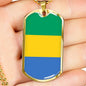 Gabon Flag Necklace Gabon Flag Stainless Steel or 18k Gold Dog Tag 24" - Express Your Love Gifts