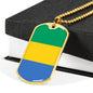 Gabon Flag Necklace Gabon Flag Stainless Steel or 18k Gold Dog Tag 24" - Express Your Love Gifts