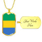 Gabon Flag Necklace Gabon Flag Stainless Steel or 18k Gold Dog Tag 24" - Express Your Love Gifts
