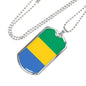 Gabon Flag Necklace Gabon Flag Stainless Steel or 18k Gold Dog Tag 24" - Express Your Love Gifts