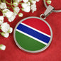 Gambia Flag Necklace Gambia Flag Stainless Steel or 18k Gold 18-22" - Express Your Love Gifts