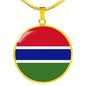 Gambia Flag Necklace Gambia Flag Stainless Steel or 18k Gold 18-22" - Express Your Love Gifts