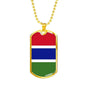 Gambia Flag Necklace Gambia Flag Stainless Steel or 18k Gold Dog Tag 24" - Express Your Love Gifts