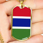 Gambia Flag Necklace Gambia Flag Stainless Steel or 18k Gold Dog Tag 24" - Express Your Love Gifts