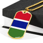 Gambia Flag Necklace Gambia Flag Stainless Steel or 18k Gold Dog Tag 24" - Express Your Love Gifts