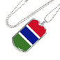 Gambia Flag Necklace Gambia Flag Stainless Steel or 18k Gold Dog Tag 24" - Express Your Love Gifts