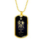 Gemini Constellation Horoscope Zodiac Necklace 18k Gold Stainless Steel Dog Tag 24"-Express Your Love Gifts