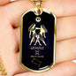 Gemini Constellation Horoscope Zodiac Necklace 18k Gold Stainless Steel Dog Tag 24"-Express Your Love Gifts