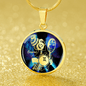 Gemini Purple Galaxy Zodiac Necklace Stainless Steel or 18k Gold Circle Pendant - Express Your Love Gifts