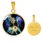 Gemini Purple Galaxy Zodiac Necklace Stainless Steel or 18k Gold Circle Pendant - Express Your Love Gifts