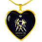 Gemini Sign Zodiac Necklace 18k Gold Stainless Steel Heart 18-22"-Express Your Love Gifts