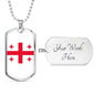 Georgia Flag Necklace Georgia Flag Stainless Steel or 18k Gold Dog Tag 24" - Express Your Love Gifts